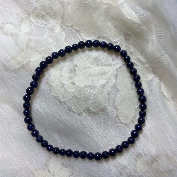 Accessories - 4MM Blue Sandstone bead stretchy bracelet